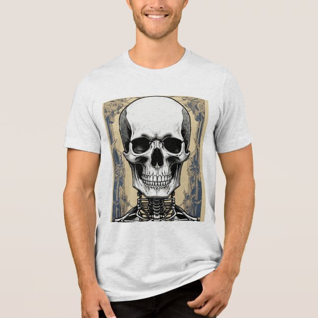 En Tri-matière "Style Grim : T-shirt Portrait squelette" (Recto)