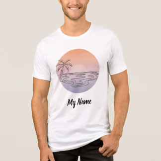 En Tri-matière Sunset Beach Vibes – Minimalist Hand-Drawn T-Shirt