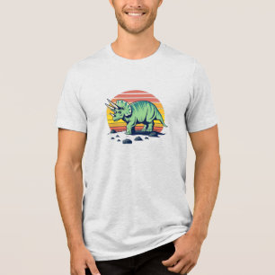 En Tri-matière Sunset Safari : T-Shirt Rétro Triceratops