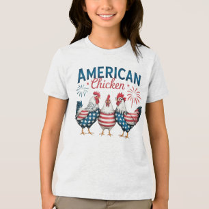 En Tri-matière T-Shirt 4 juillet poulet patriotique américain-629