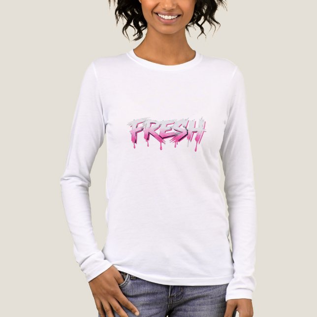 En Tri-matière T-Shirt à manches longues avec graffiti de peintur (Recto)