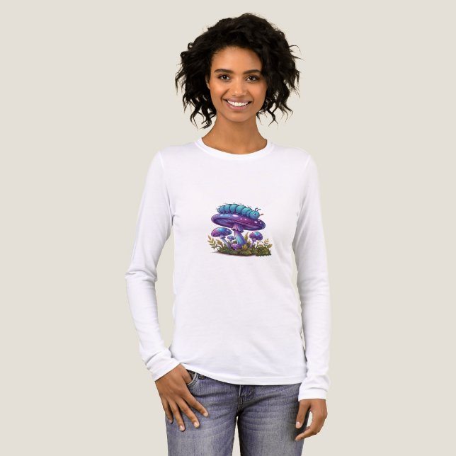 En Tri-matière T-Shirt à manches longues blanc champignon oronge (Recto complet)