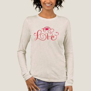 En Tri-matière T-Shirt à manches longues Elegant Script Love Hear