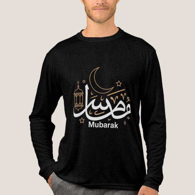 En Tri-matière T-Shirt à manches longues Muslim Eid Mubarak (Recto)