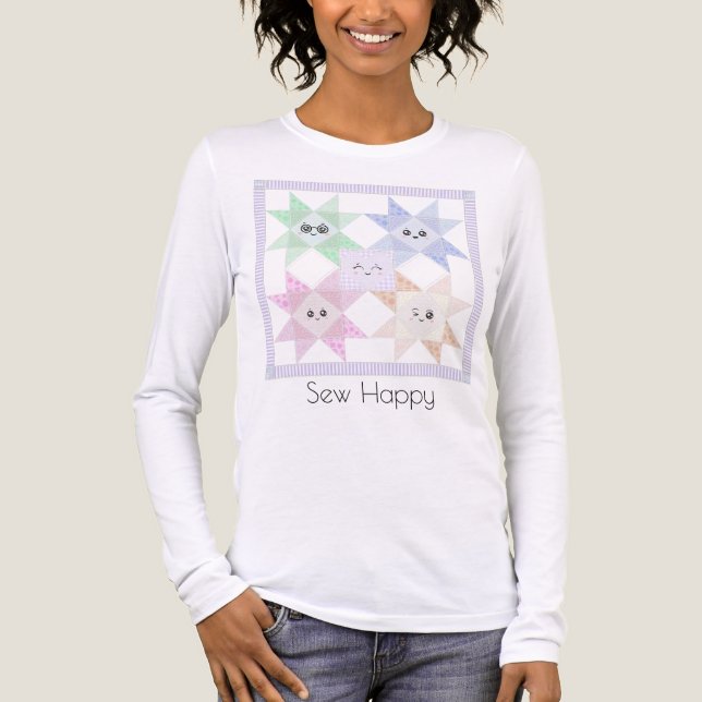 En Tri-matière T-shirt à manches longues Sew Happy (Recto)