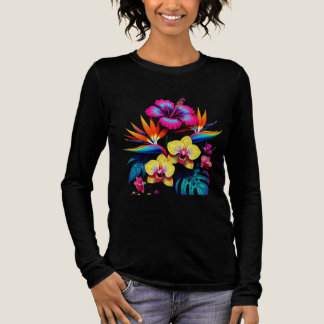 En Tri-matière T-Shirt à motif botanique vintage sur toute la sur