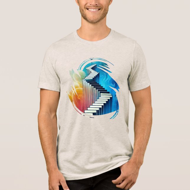 En Tri-matière T-shirt Abstrait - Escaliers à multivers (Recto)