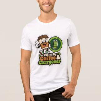 En Tri-matière T-shirt 'Alimenté par le café et les reports' pour