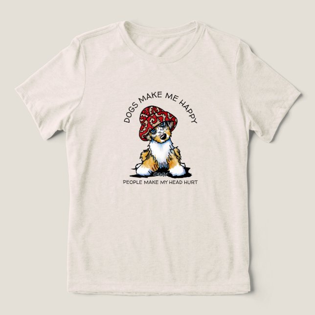 En Tri-matière T-shirt Amoureux des chiens de berger KiniArt Auss (Design Recto)