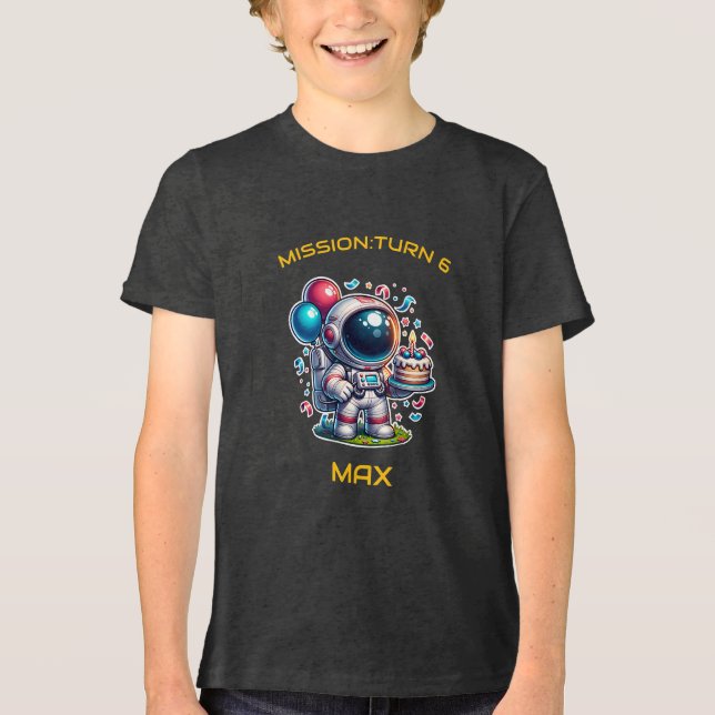En Tri-matière T-Shirt Anniversaire Garçon Astronaute Explorateur (Recto)