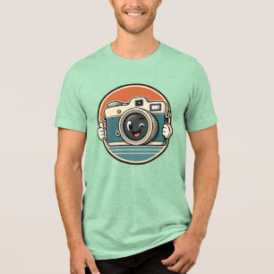 En Tri-matière T-Shirt Appareil Photo Vintage Souriant