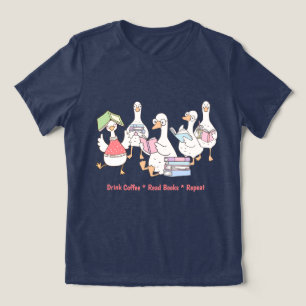 En Tri-matière T-shirt aux oies de lecture mignonnes • Tee-shirt 
