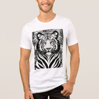 En Tri-matière T-Shirt avec Logo de Lion Géométrique Monochrome