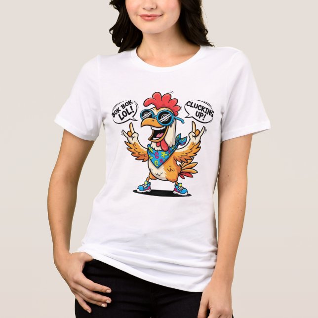 En Tri-matière T-Shirt avec mascotte de poulet drôle – Bande dess (Recto)