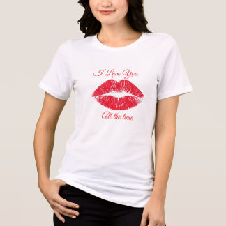 En Tri-matière T-Shirt Blanc à Manches Courtes 'Je T'Aime Tout le