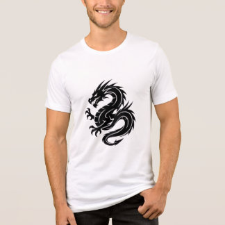 En Tri-matière t-shirt blanc avec symbole de dragon pour hommes