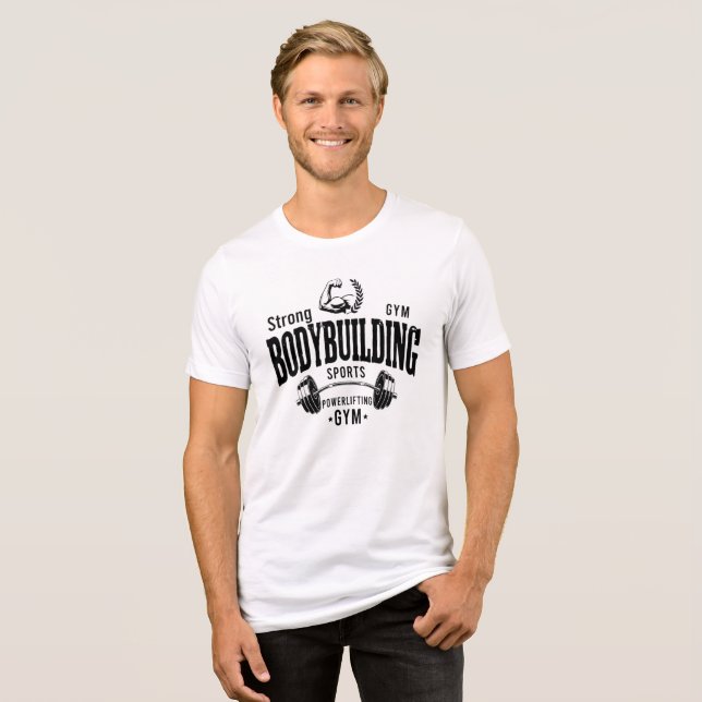 En Tri-matière T-shirt blanc BodyBuilding (Recto plein)