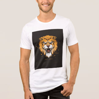 En Tri-matière t-shirt blanc demi-manches avec motif lion