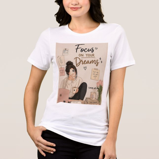 En Tri-matière T-shirt blanc mignon pour filles (Recto)