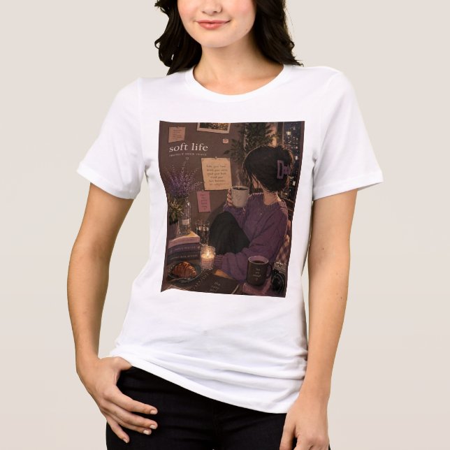 En Tri-matière T-shirt blanc mignon pour filles (Recto)