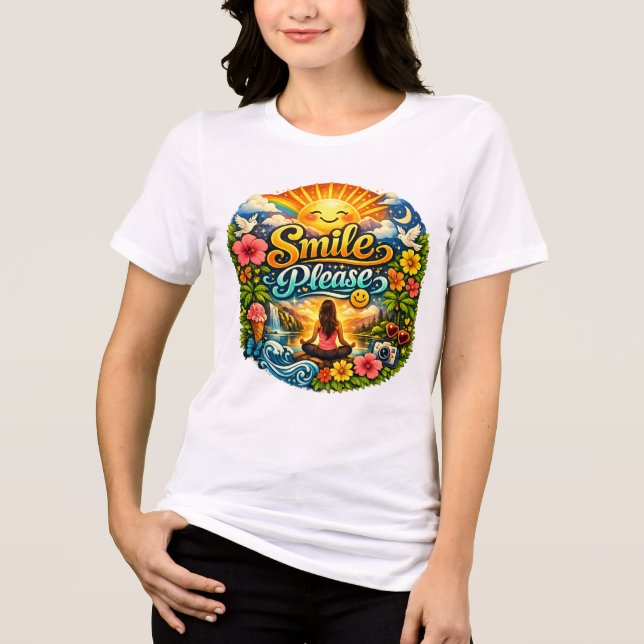 En Tri-matière T-shirt blanc pour femmes (Recto)