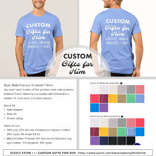 En Tri-matière T-shirt bleu triblend homme personnalisé