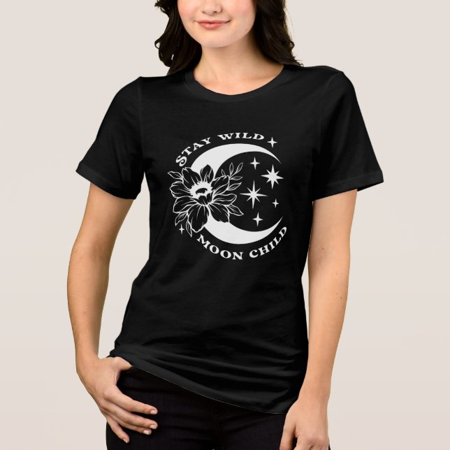 En Tri-matière T-Shirt Boho Enfant Lune - Épine Céleste (Recto)