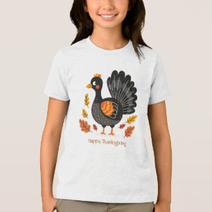 En Tri-matière T-shirt Bon thanksgiving Turquie mignonne