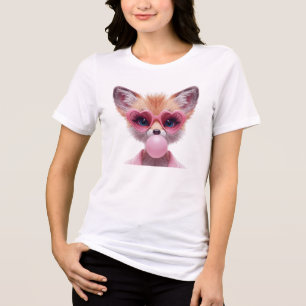 En Tri-matière T-shirt bulle de chewing-gum au renard fennec mign
