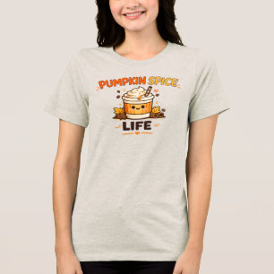En Tri-matière T-shirt Café Citrouille Épices Vie Mignon Automne 