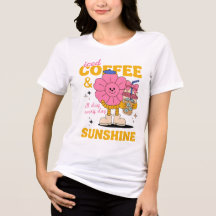 T-Shirt Café Glacé Et Soleil, Tee Fleur Rétro