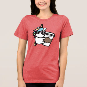 En Tri-matière T-Shirt Café Personnalisé & Licorne