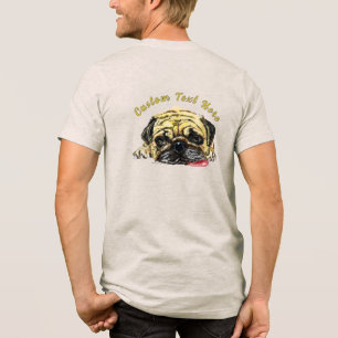 En Tri-matière T-shirt carlin chien drôle avec texte personnalisé