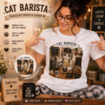 T-shirt chat barista amateur de café mignon | F