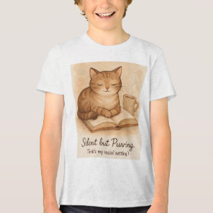 En Tri-matière T-shirt Chat Silencieux mais Ronronnant