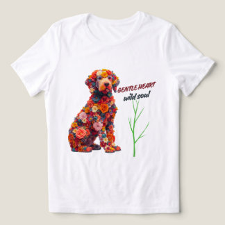 En Tri-matière T-Shirt Chien Floral | Design de Chien de Fleur Mi