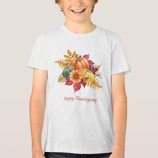 En Tri-matière T-shirt Citrouille de Thanksgiving (Recto)