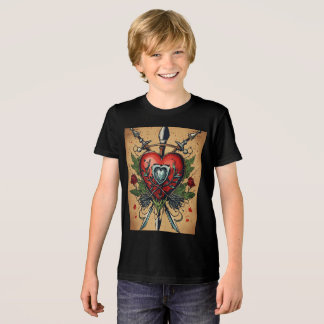 En Tri-matière T-shirt Coeur de tatouage Vintage pour enfants