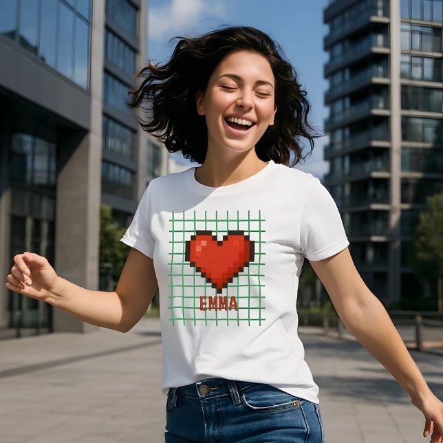 En Tri-matière T-shirt Coeur rétro personnalisé - Nom modifiable (Créateur téléchargé)