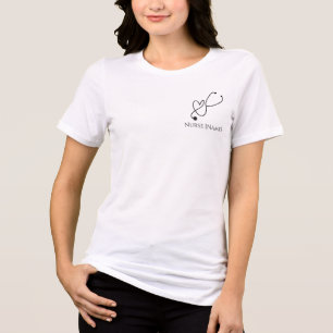 En Tri-matière T-Shirt Cœur Stéthoscope Infirmière Nom Personnali