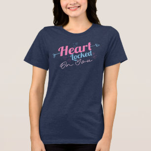 En Tri-matière T-shirt cœur verrouillé mode féminine romantique