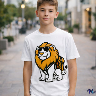 En Tri-matière T-shirt Cool Lion Enfants – Personnalisable Animal