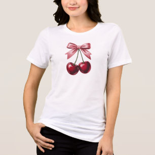 En Tri-matière T-Shirt Coquette Cherry Bow Cerises Rouges Migno