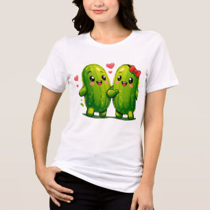 En Tri-matière T-shirt couple de cornichons mignons drôles Kawaii