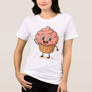 En Tri-matière T-shirt Cupcake Souriante Mignonne – Dessert Fun K