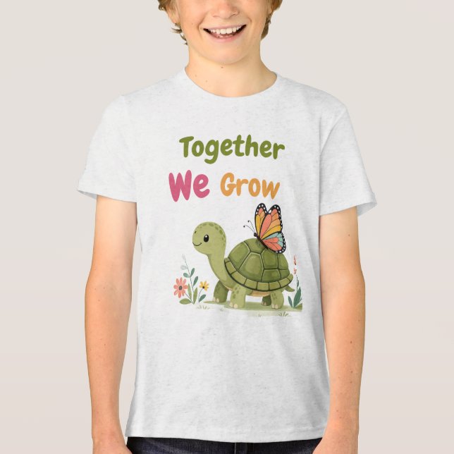 En Tri-matière T-shirt Cute Turtle et Papillon Ensemble Nous Gran (Recto)