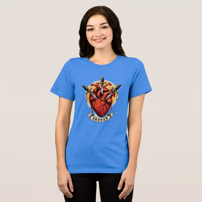 En Tri-matière T-Shirt Dagues de Cœur Brisé (Recto plein)