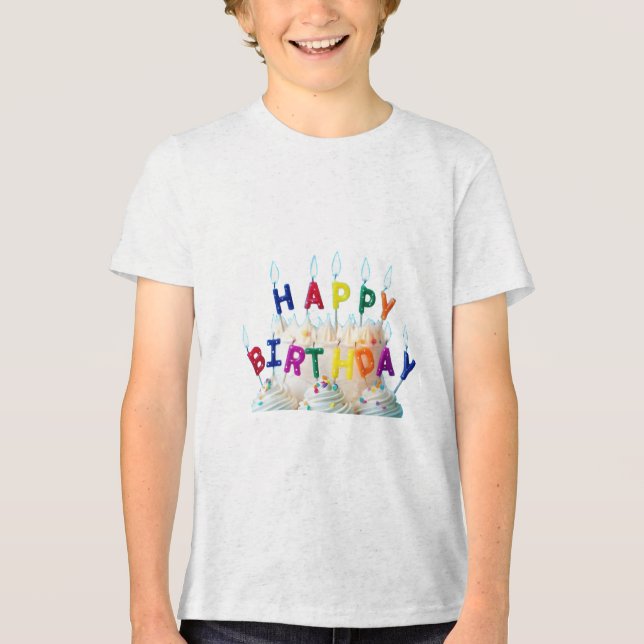 En Tri-matière t-shirt d'anniversaire heureux (Recto)