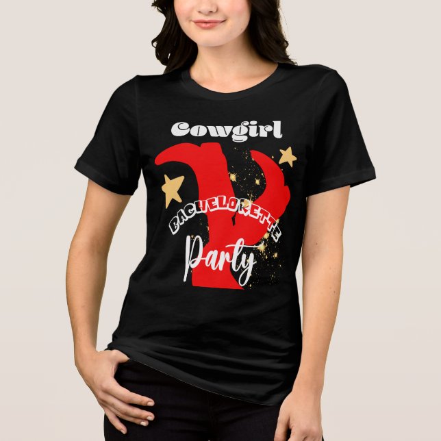 En Tri-matière T-shirt de fête de bachelorette Cowgirl (Recto)