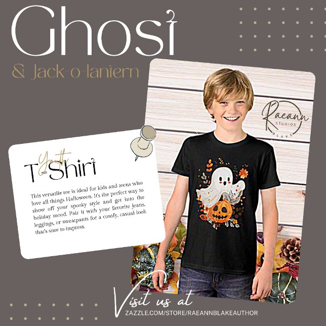 En Tri-matière T-shirt de la jeunesse d'Halloween Ghost et Jack-o (Créateur téléchargé)